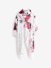 Baker by Ted Baker Cream Floral Print Wrap 100% Cotton Sleepsuit and Bib - Image 1 of 6