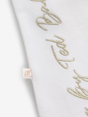 Baker by Ted Baker Cream Floral Print Wrap 100% Cotton Sleepsuit and Bib - Image 4 of 6