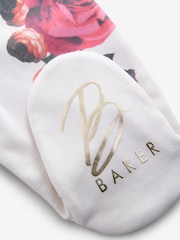 Baker by Ted Baker Cream Floral Print Wrap 100% Cotton Sleepsuit and Bib - Image 5 of 6