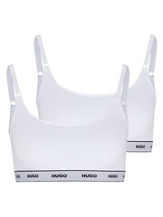 HUGO White Stretch Cotton Bralettes 2 Pack - Image 5 of 5