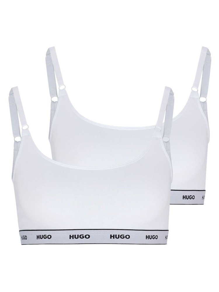 HUGO White Stretch Cotton Bralettes 2 Pack - Image 5 of 5