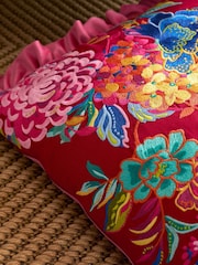Sophie Robinson Pink Flourish Floral Frill Filled Cushion - Image 2 of 4