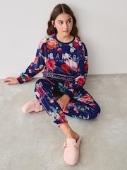 Baker by Ted Baker Navy Floral Cosy Fleece Pyjamas Set - Image 2 of 9