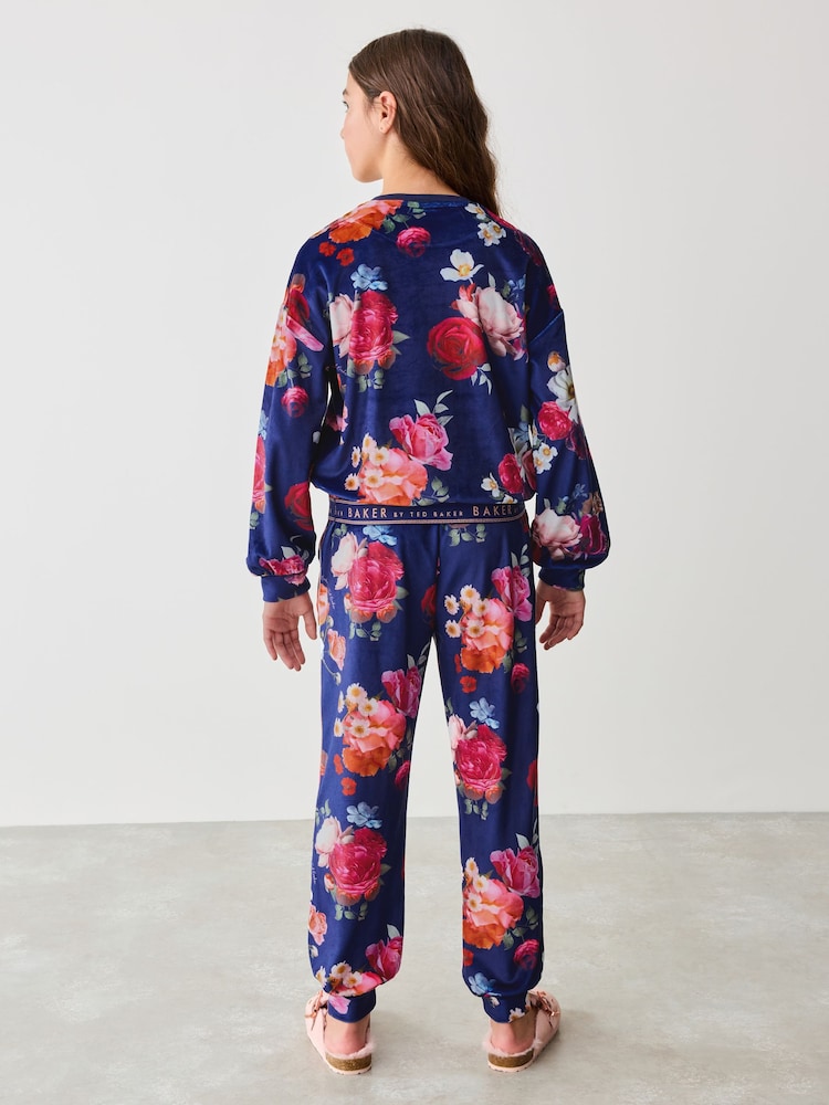 Baker by Ted Baker Pyjama en polaire Navy Fleuri Cosy - Image 3 of 9