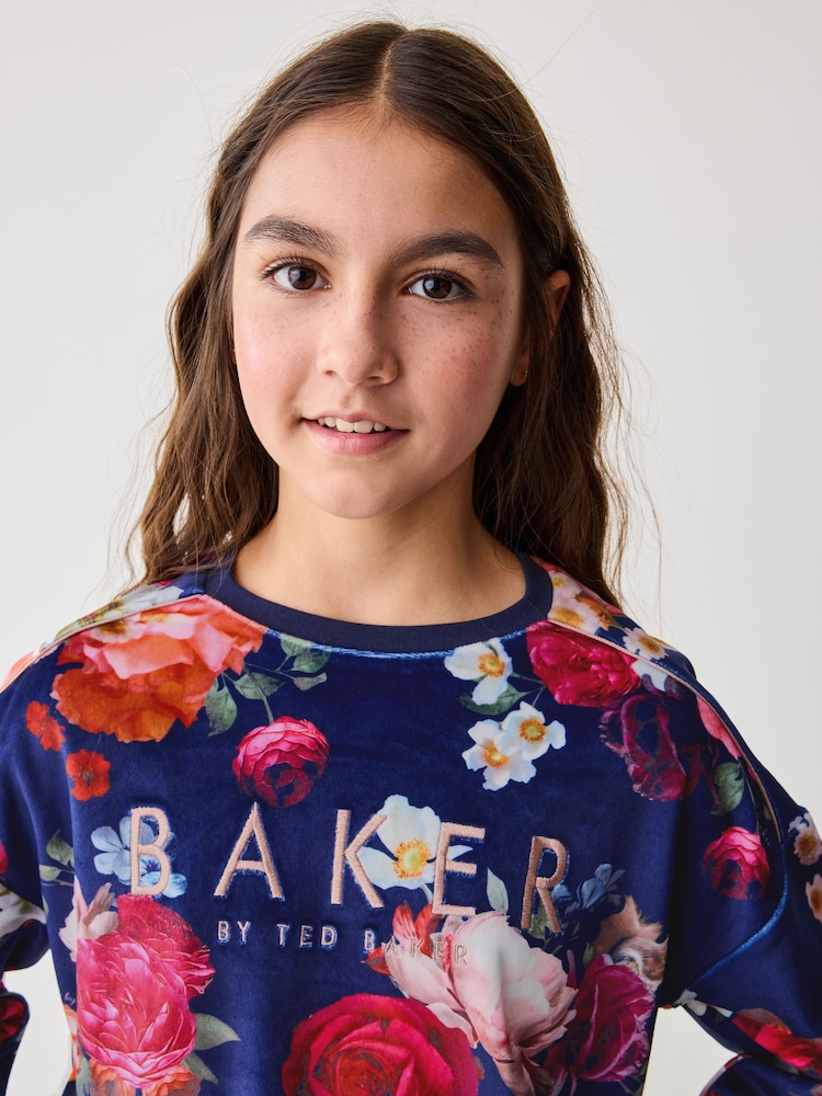 Baker by Ted Baker Pyjama en polaire Navy Fleuri Cosy - Image 4 of 9