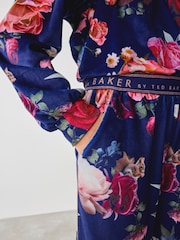 Baker by Ted Baker Navy Floral Cosy Fleece Pyjamas Set - Image 5 of 9