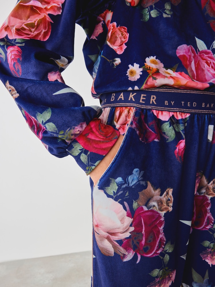 Baker by Ted Baker Pyjama en polaire Navy Fleuri Cosy - Image 5 of 9