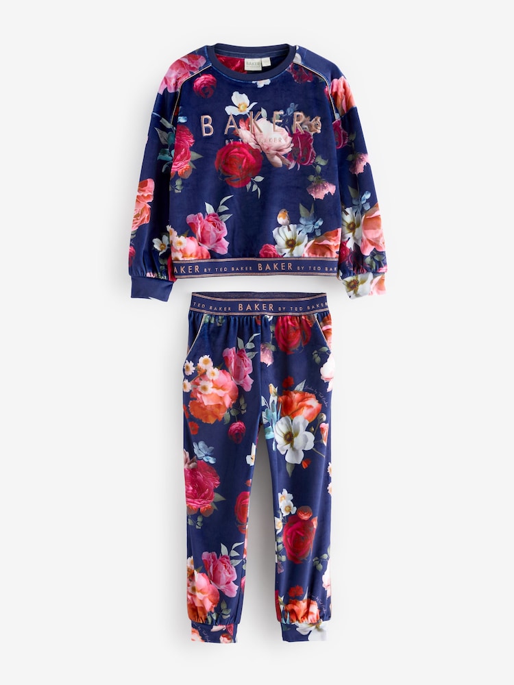 Baker by Ted Baker Pyjama en polaire Navy Fleuri Cosy - Image 6 of 9