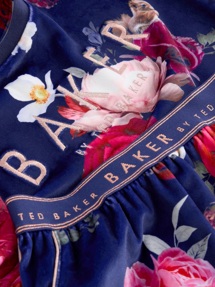 Baker by Ted Baker Pyjama en polaire Navy Fleuri Cosy - Image 8 of 9