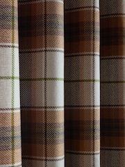 Catherine Lansfield Terracotta Brushed Glencoe Check Woven Thermal Eyelet Curtains - Image 4 of 5
