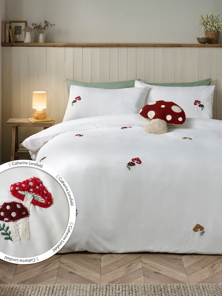 Catherine Lansfield White Woodland Crochet Embroidered Duvet Cover and Pillowcase Set - Image 1 of 4 Catherine Lansfield White Woodland Crochet Embroidered Duvet Cover and Pillowcase Set - Image 1 of 4