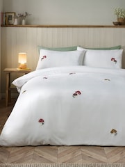 Catherine Lansfield White Woodland Crochet Embroidered Duvet Cover and Pillowcase Set - Image 2 of 4