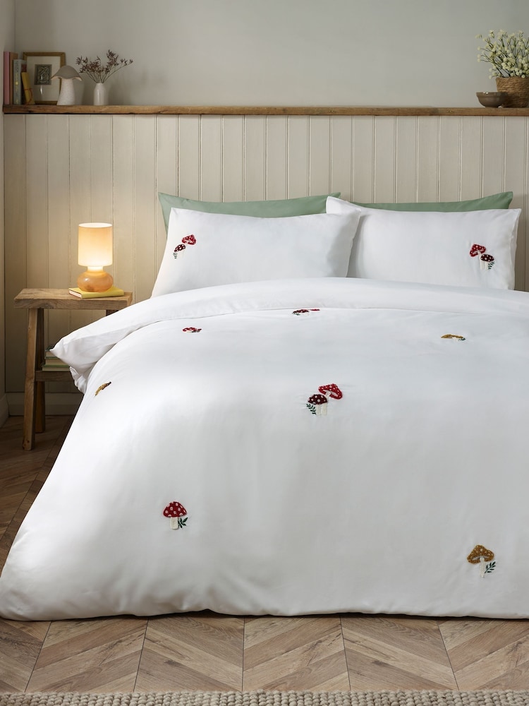 Catherine Lansfield White Woodland Crochet Embroidered Duvet Cover and Pillowcase Set - Image 2 of 4 Catherine Lansfield White Woodland Crochet Embroidered Duvet Cover and Pillowcase Set - Image 2 of 4