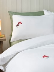 Catherine Lansfield White Woodland Crochet Embroidered Duvet Cover and Pillowcase Set - Image 3 of 4
