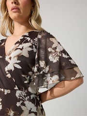 Yours Curve Brown London Petite Wrap Dress - Image 4 of 5