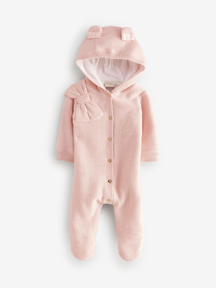 Baker by Ted Baker Pink Knitted Fleece Pramsuit - Image 1 of 6