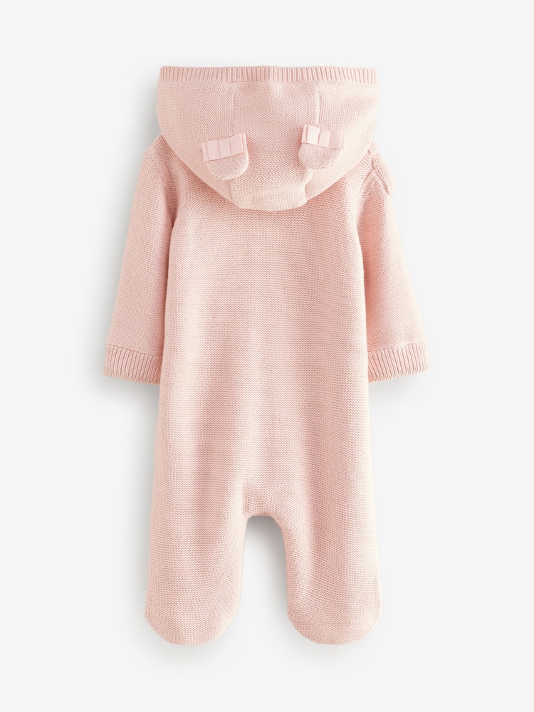 Baker by Ted Baker Pink Knitted Fleece Pramsuit - Image 2 of 6