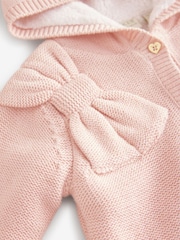 Baker by Ted Baker Pink Knitted Fleece Pramsuit - Image 4 of 6