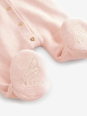 Baker by Ted Baker Pink Knitted Fleece Pramsuit - Image 6 of 6