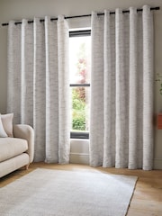 Catherine Lansfield Cream Chunky Boucle Thermal Lined Eyelet Curtains - Image 1 of 4