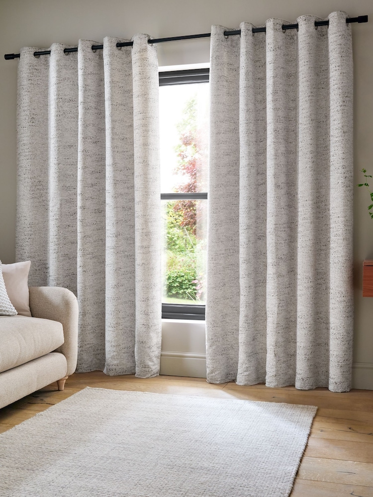 Catherine Lansfield Cream Chunky Boucle Thermal Lined Eyelet Curtains - Image 1 of 4 Catherine Lansfield Cream Chunky Boucle Thermal Lined Eyelet Curtains - Image 1 of 4