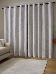 Catherine Lansfield Cream Chunky Boucle Thermal Lined Eyelet Curtains - Image 2 of 4