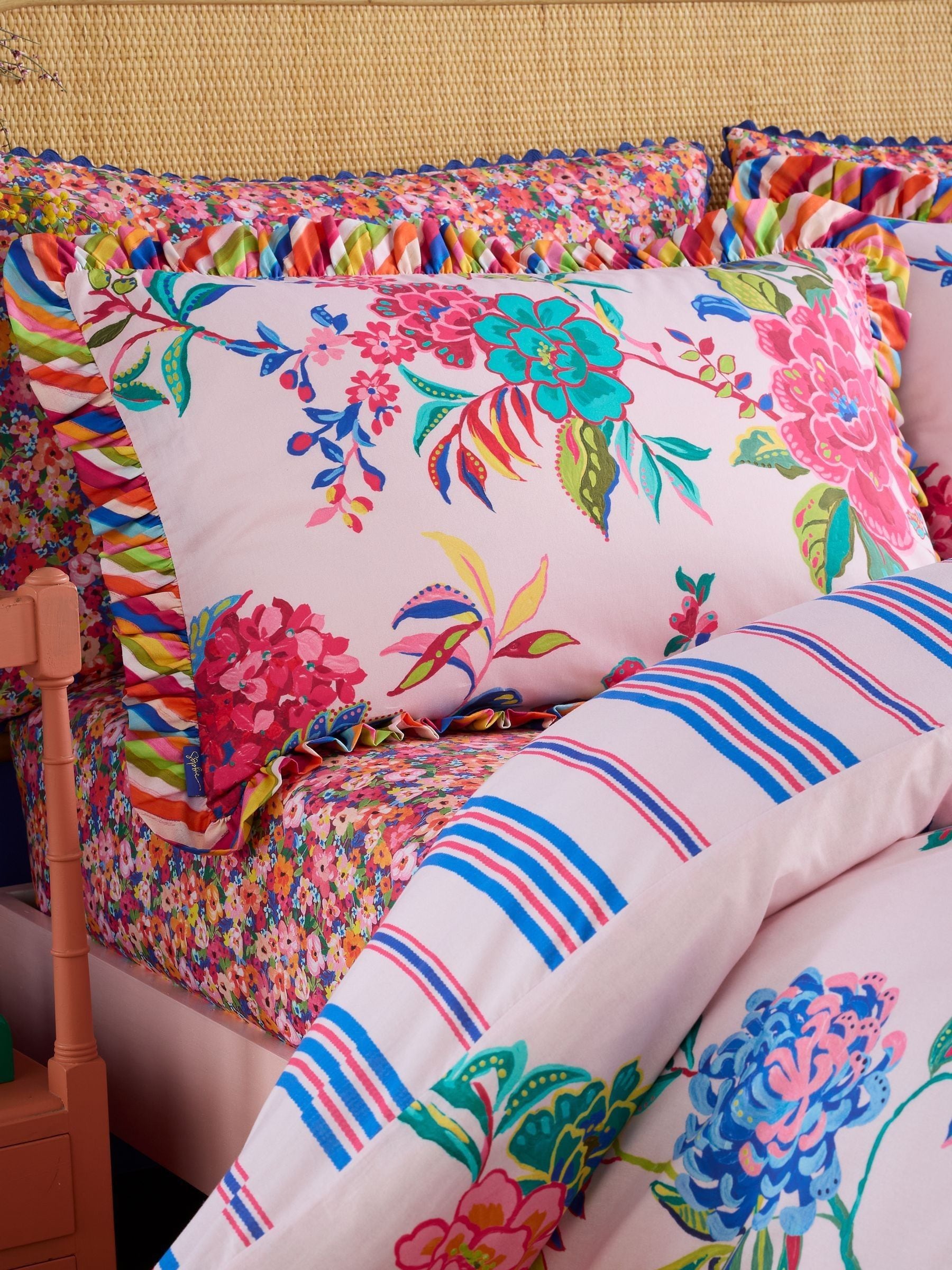 Sophie Robinson Flourish Floral Cotton Single Duvet Cover Set Bright - Image 4