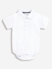 JoJo Maman Bébé White Short Sleeve Polo Shirt Bodysuit - Image 1 of 3