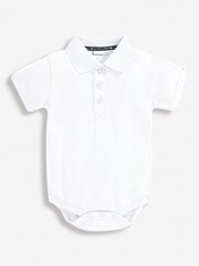 JoJo Maman Bébé White Short Sleeve Polo Shirt Bodysuit - Image 6 of 7