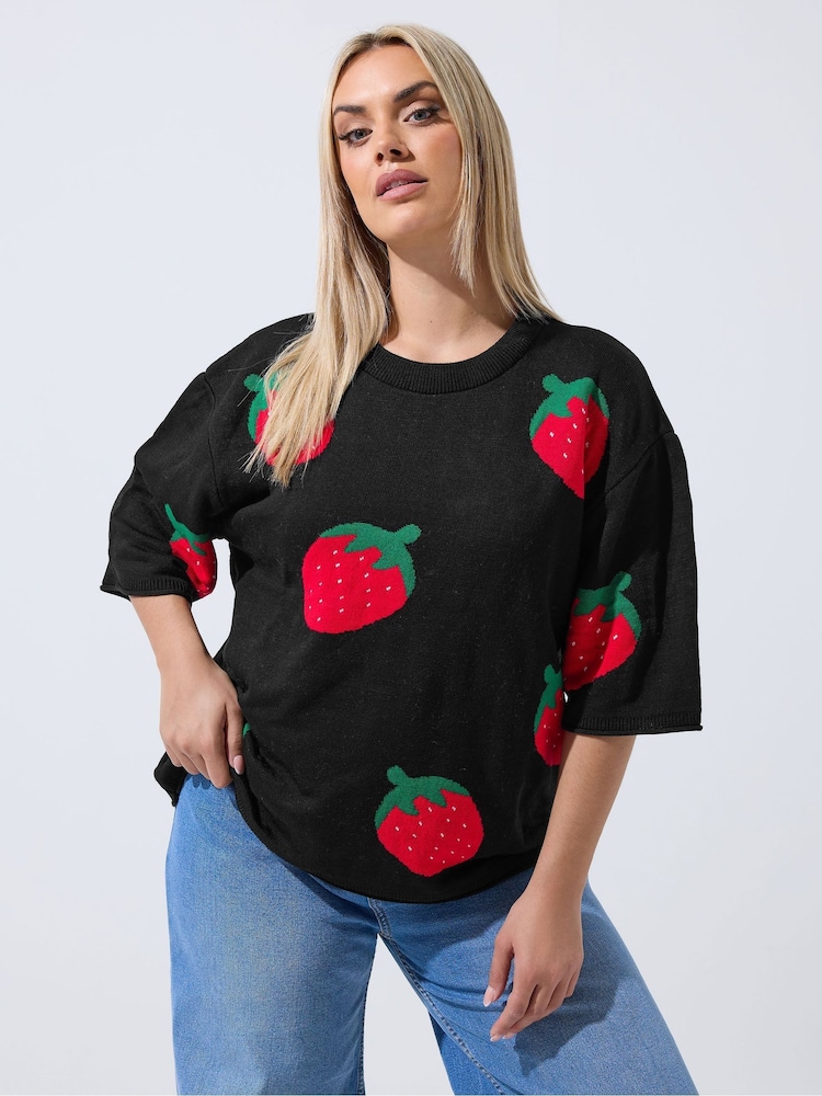 Yours Curve Black Limited Knitted Boxy Top - Image 2 of 6 Yours Curve Black Limited Knitted Boxy Top - Image 2 of 6