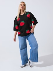 Yours Curve Black Limited Knitted Boxy Top - Image 3 of 6
