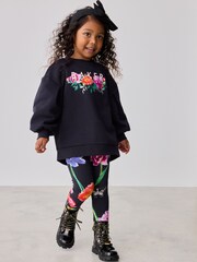 Baker by Ted Baker Navy Floral Pleated Back Sweat & Leggings Set - Image 1 of 11