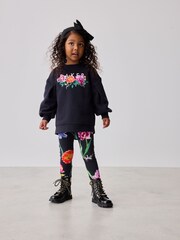 Baker by Ted Baker Navy Floral Pleated Back Sweat & Leggings Set - Image 2 of 11