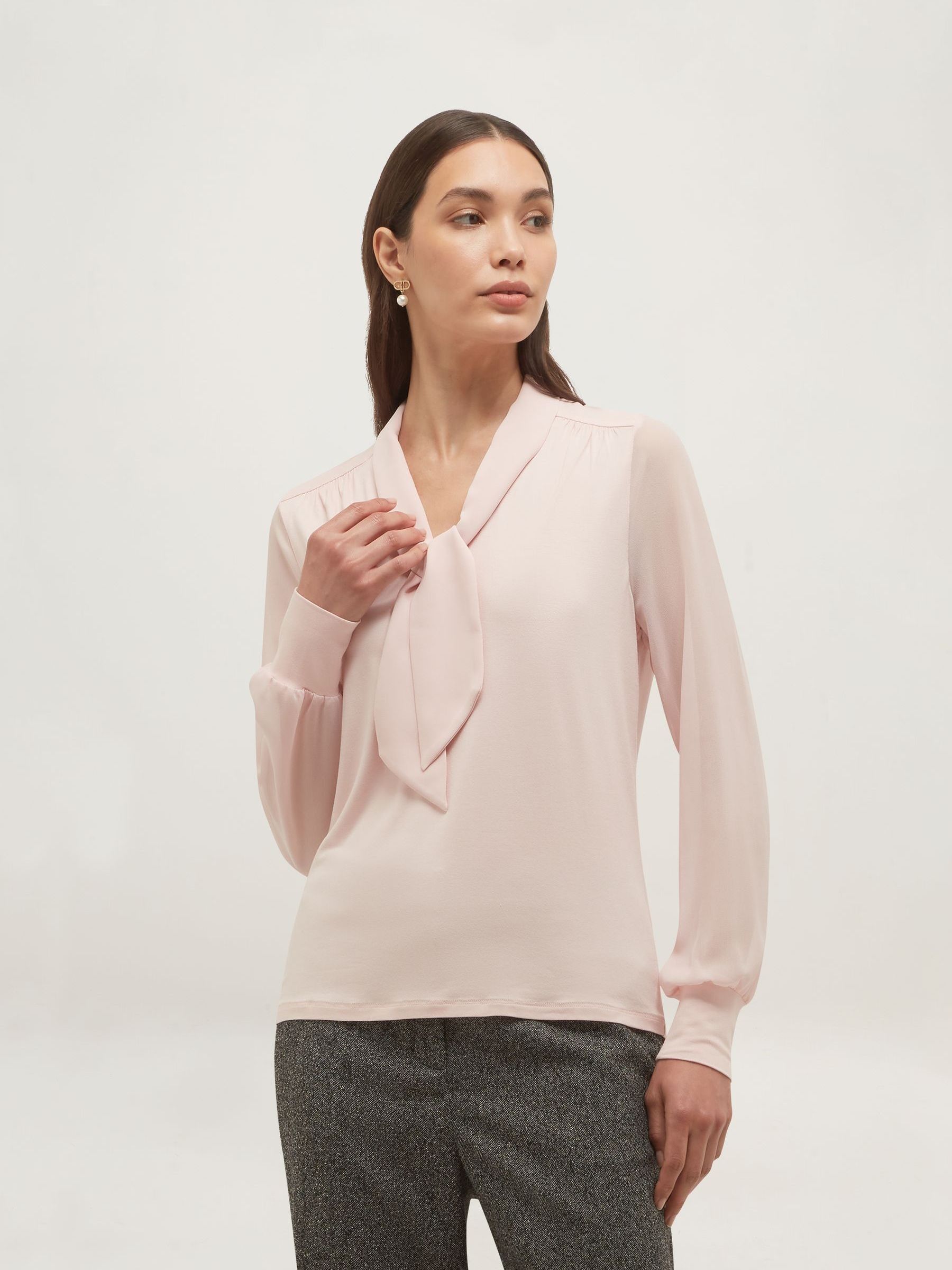 Hobbs Women's Pink Tarini Tie Neck Top