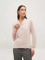 Hobbs Pink Tarini Tie Neck Top - Image 1 of 5