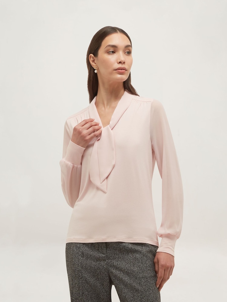 Hobbs Pink Tarini Tie Neck Top - Image 1 of 5