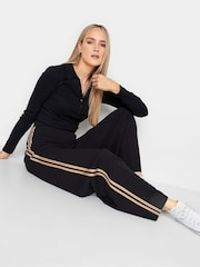 Long Tall Sally Black Wide Leg Side Stripe Trousers - Image 4 of 4