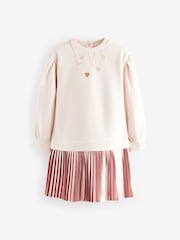 Baker by Ted Baker Stone Pleated Mockable Necklace Print Sweat Dress - Image 6 of 9
