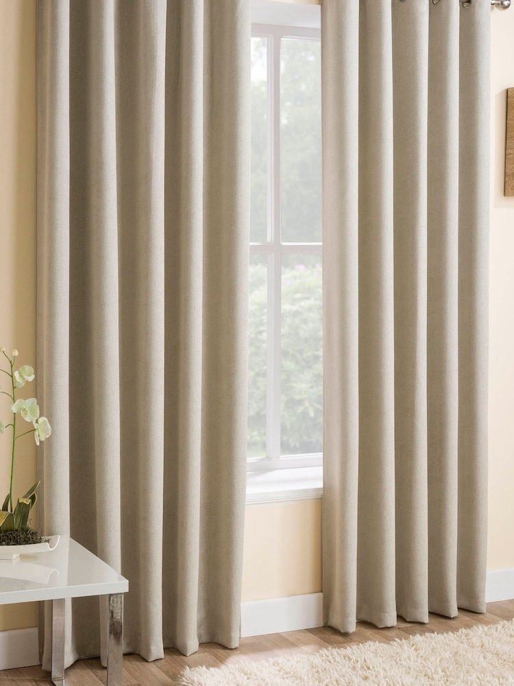 Enhanced Living Cream Vogue Ready Made Thermal Blackout Eyelet Curtains - Image 1 of 2
