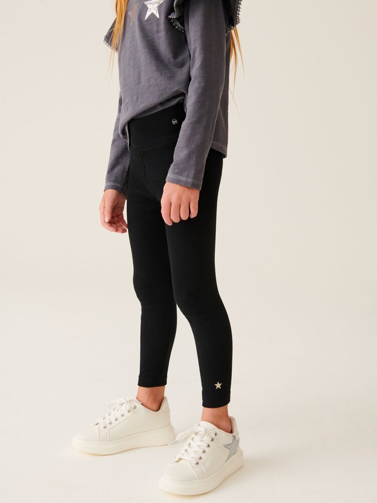 Mint Velvet Black Rib Leggings - Image 1 of 10