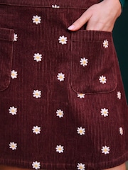 Коричневий - Yumi Embroidered Cord Mini Skirt - Image 3 of 5