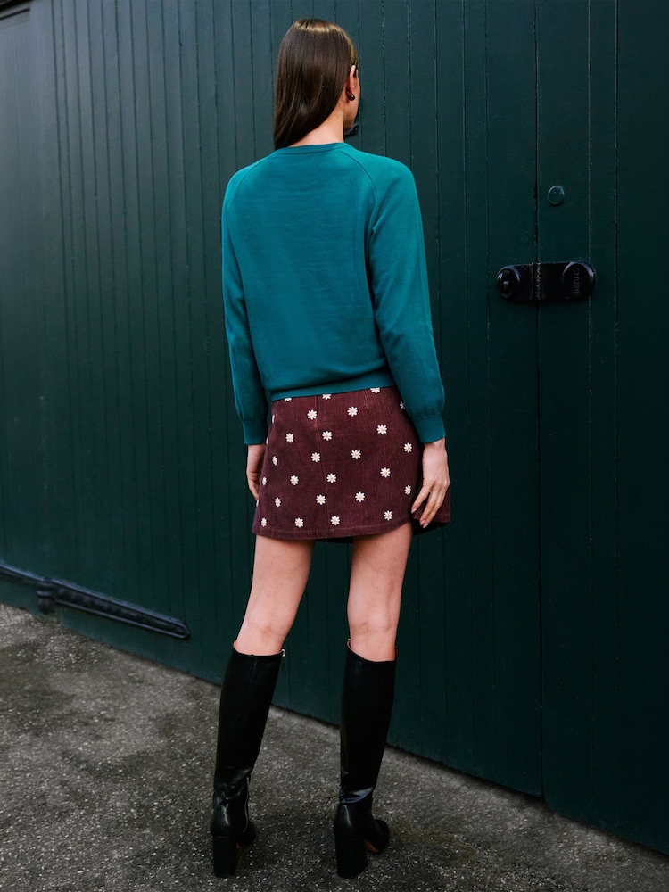 Коричневий - Yumi Embroidered Cord Mini Skirt - Image 5 of 5