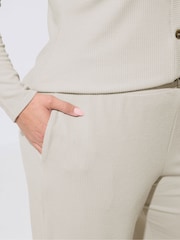 Yours Curve Natural Limited Crinkle Ribbed Wide Leg Trousers - Image 4 of 6
