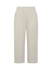 Yours Curve Natural Limited Crinkle Ribbed Wide Leg Trousers - Image 5 of 6