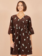 Yumi Brown Embroidered Daisy Cord Dress - Image 1 of 5