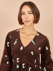 Yumi Brown Embroidered Daisy Cord Dress - Image 3 of 5