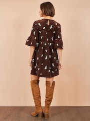 Yumi Brown Embroidered Daisy Cord Dress - Image 4 of 5