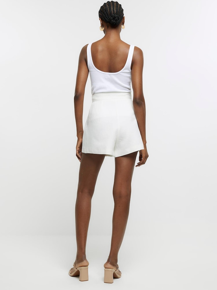 River Island White Button Front Shorts - Image 2 of 5