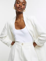 River Island White Button Front Shorts - Image 4 of 5