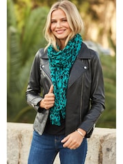 Sosandar Green Animal Print Scarf - Image 1 of 2